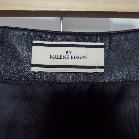Malene Birger | Black Leather Zip Pencil Skirt - Picture 3 of 6